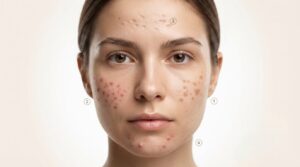 انواع جای جوش شامل لک، قرمزی و اسکار آکنه
