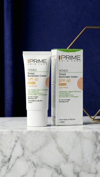 کرم ضد آفتاب بژ روشن SPF60 پوست چرب پرایم | محافظت حرفه‌ای، کنترل چربی و پوشش طبیعی