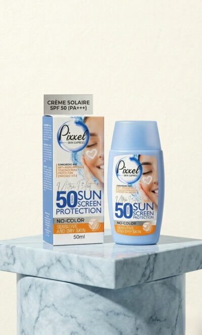 کرم ضد آفتاب بی‌رنگ پوست خشک و حساس SPF50 پیکسل | محافظت پیشرفته، آبرسانی عمیق و تقویت سد دفاعی پوست